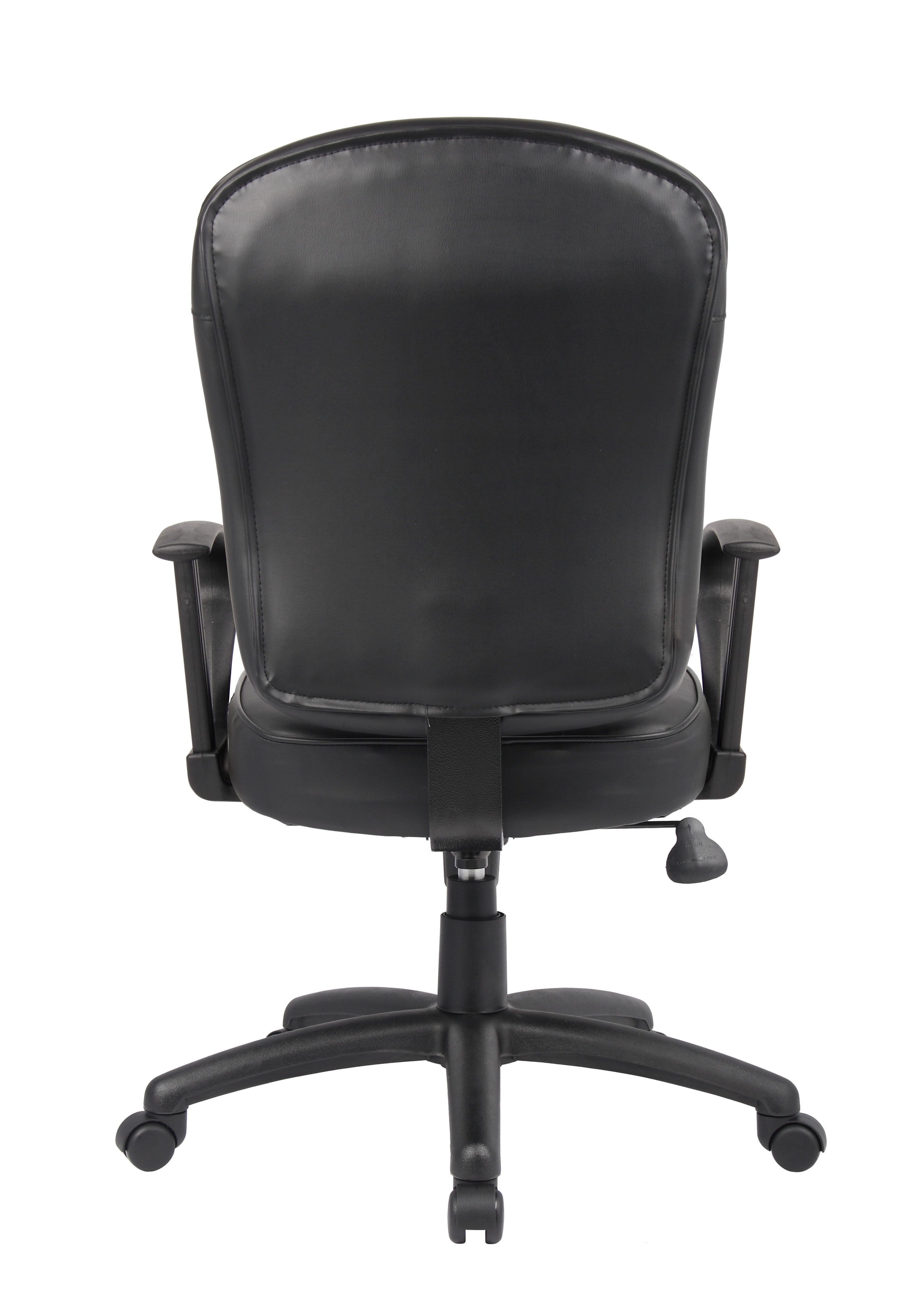 Boss Black Leather Task Chair W/ Loop Arms — Side View