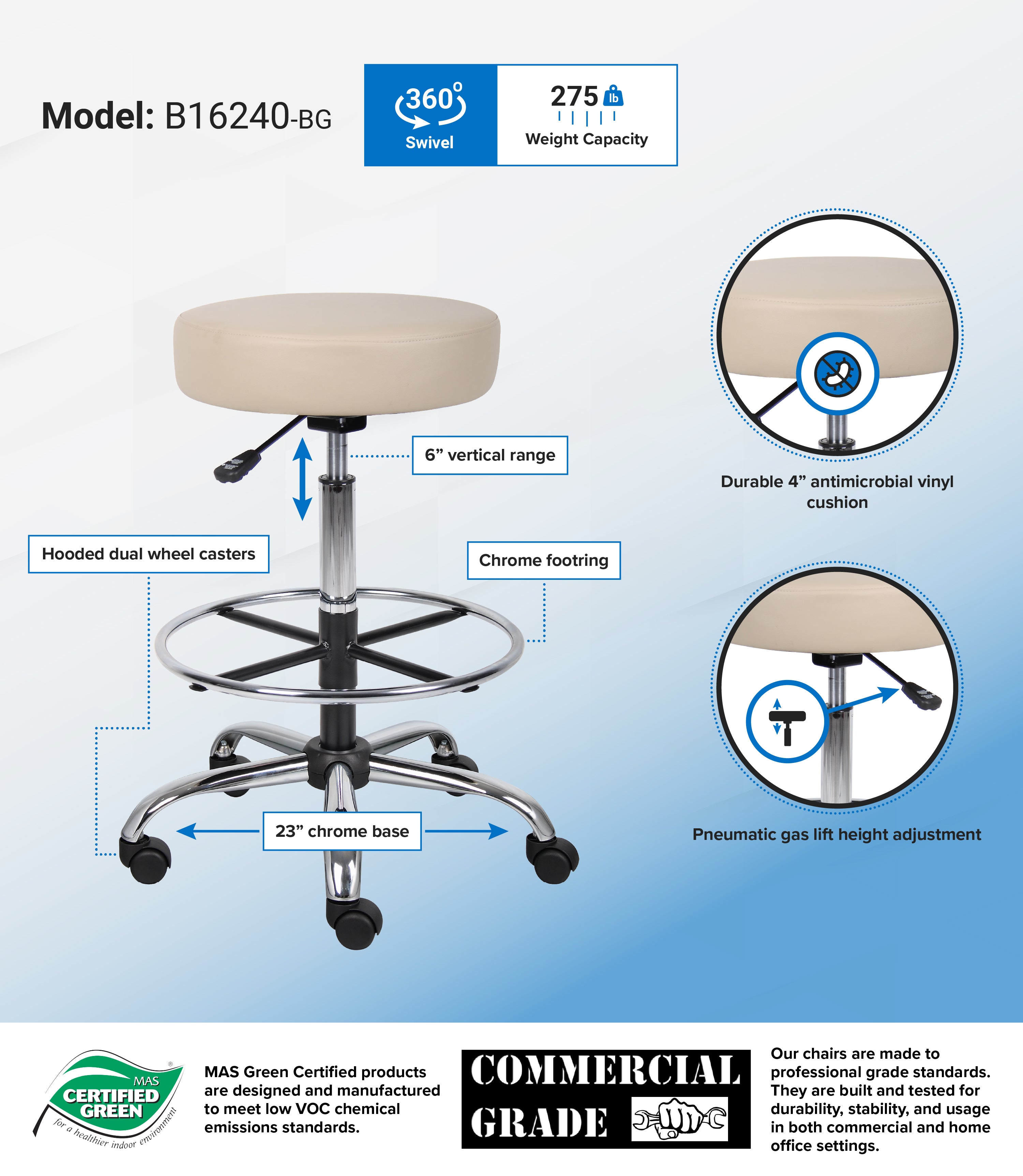 Boss Medical Stool — Beige #Color_Beige