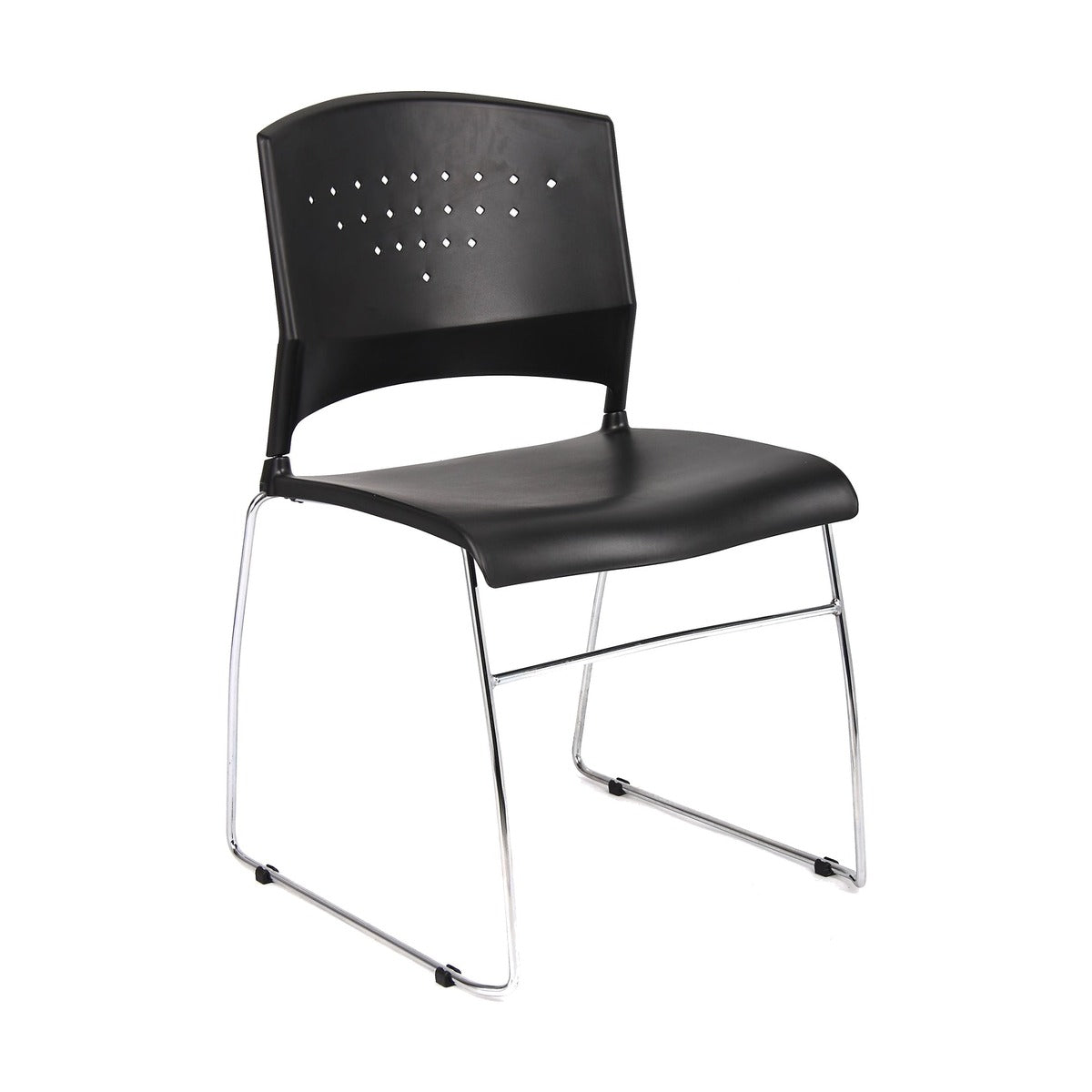 Boss Black Stack Chair With Chrome Frame