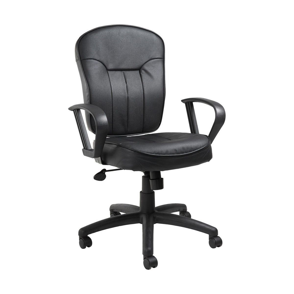 Boss Black Leather Task Chair w/ Loop Arms