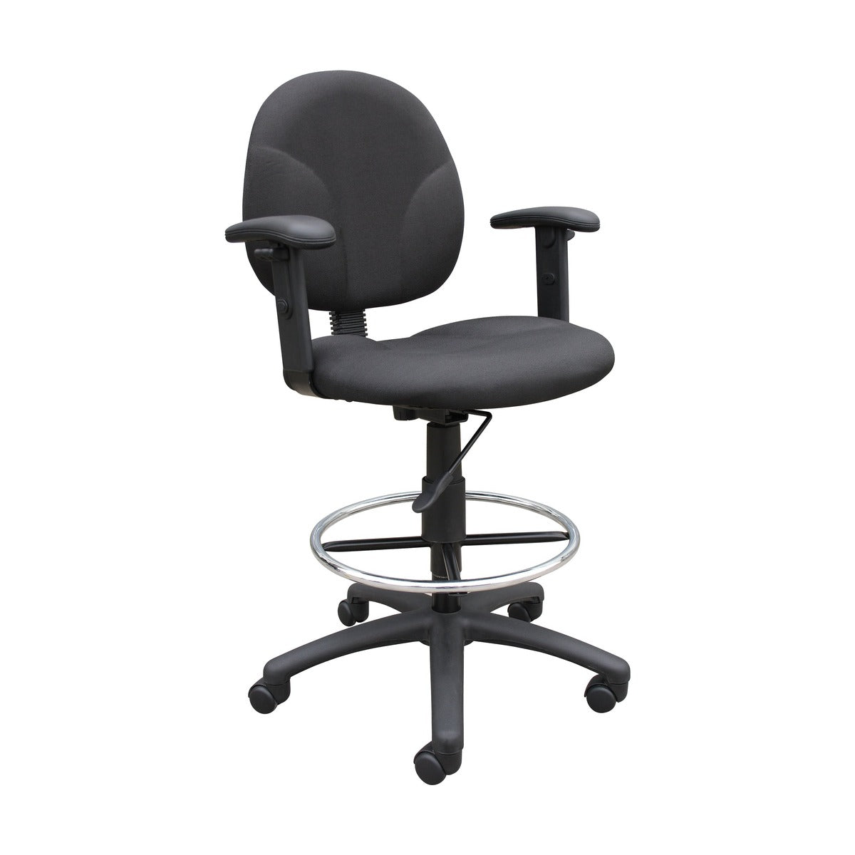 Boss Black Drafting Stool w/Adjustable Arms & Footring
