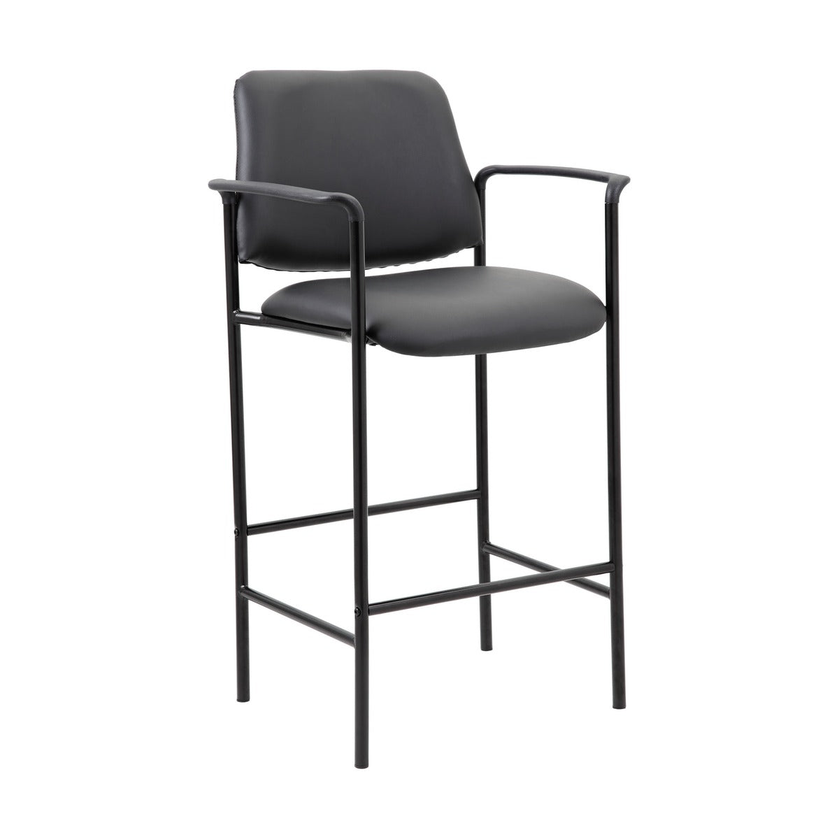 Boss Square Back Diamond Stool w/Arm In Black Caressoft