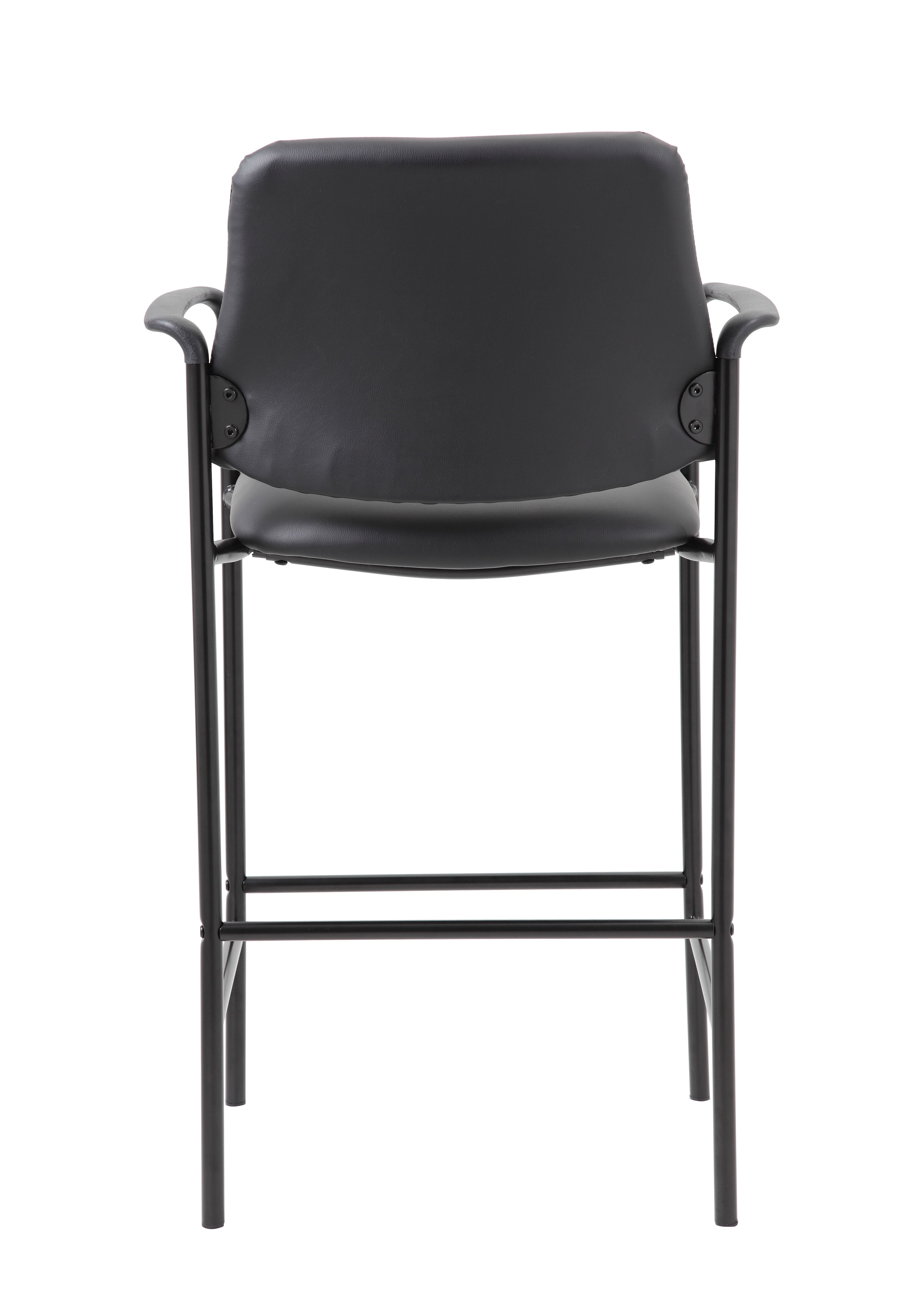 Boss Square Back Diamond Stool w/Arm In Black Caressoft